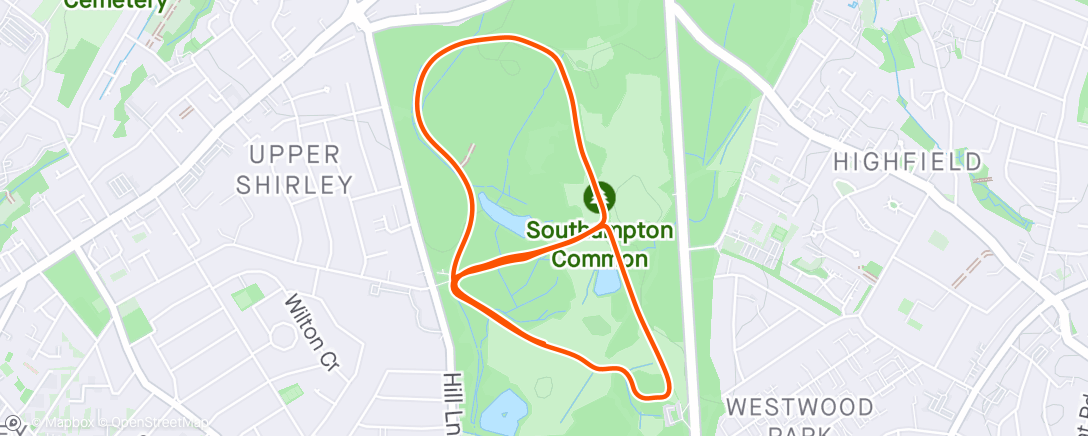 Map of the activity, Southampton Parkrun