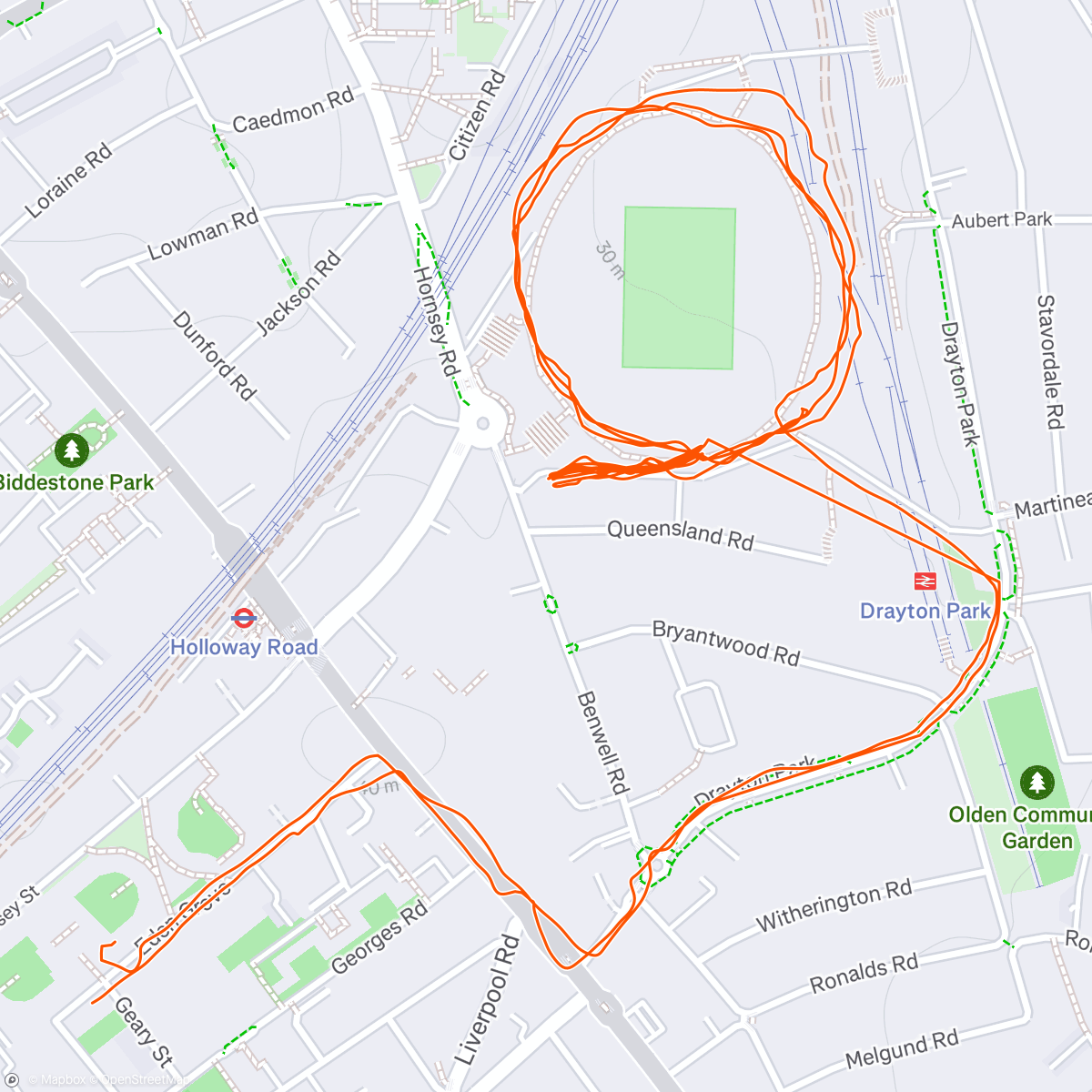 Map of the activity, Fartlek Friday #runtogetherinislington