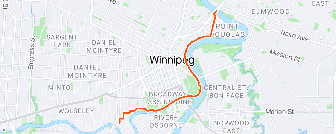 Map of the activity, First workout-commute to the shop for 2024