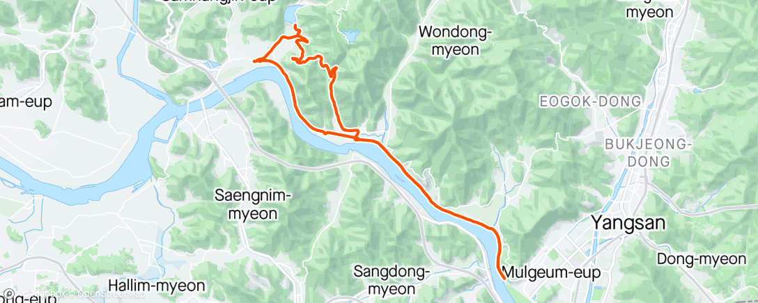 Map of the activity, 뚝방 양산 안태호 라이딩.