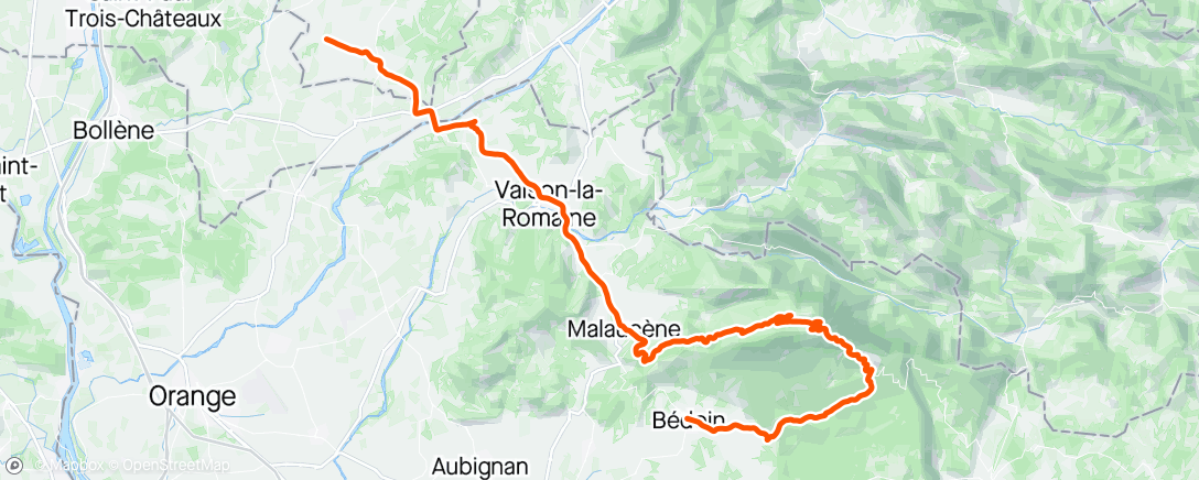 Map of the activity, 2x ventoux