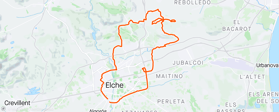 Mapa de la actividad, Bicicleta de montaña eléctrica vespertina