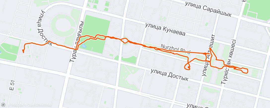 Mapa de la actividad (Вечерний забег)