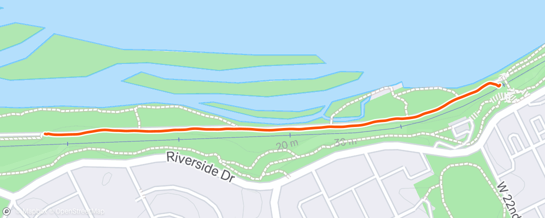 Map of the activity, Short easy jog along Reedy Creek