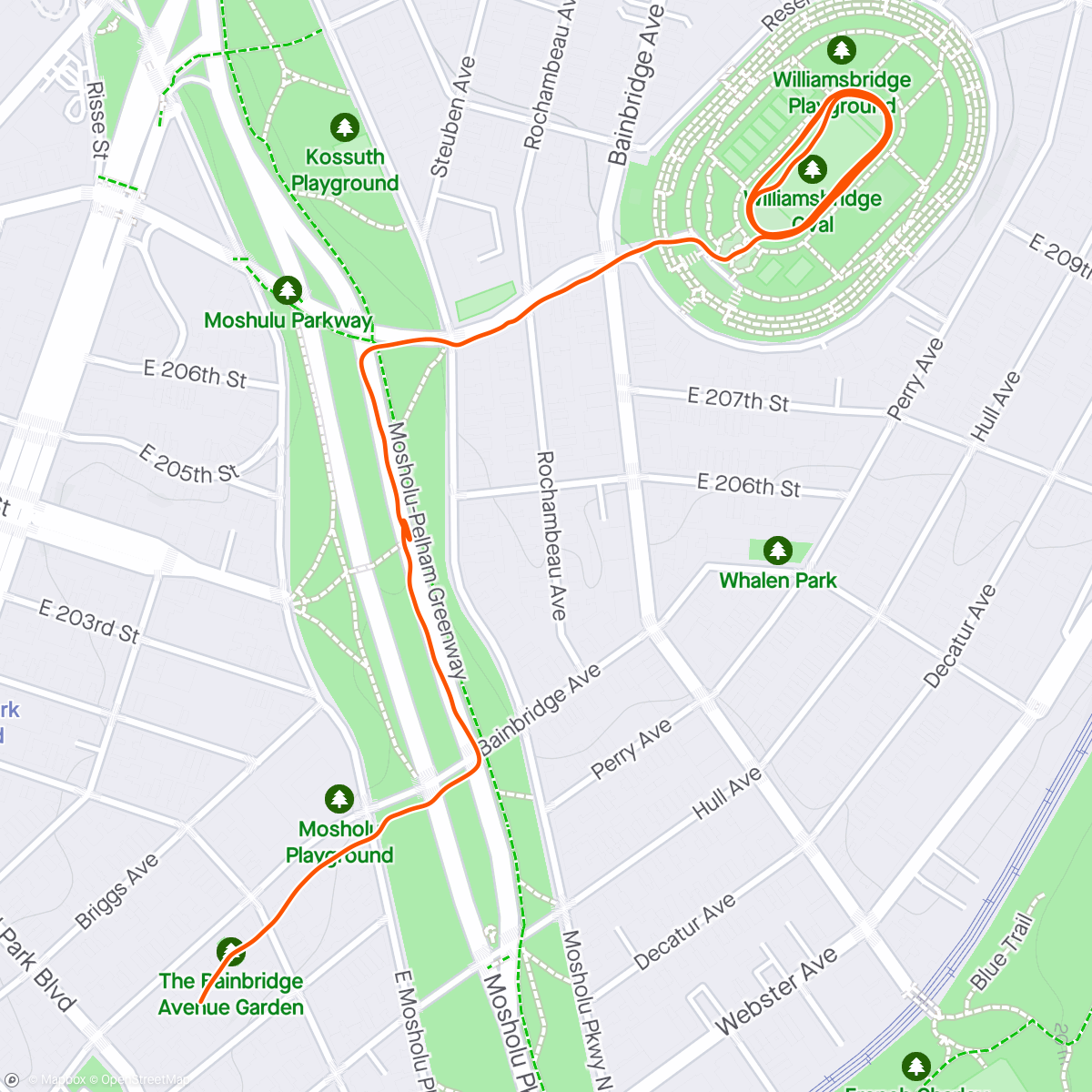 Karte der Aktivität „Track Tuesday - 2 mile warmup”
