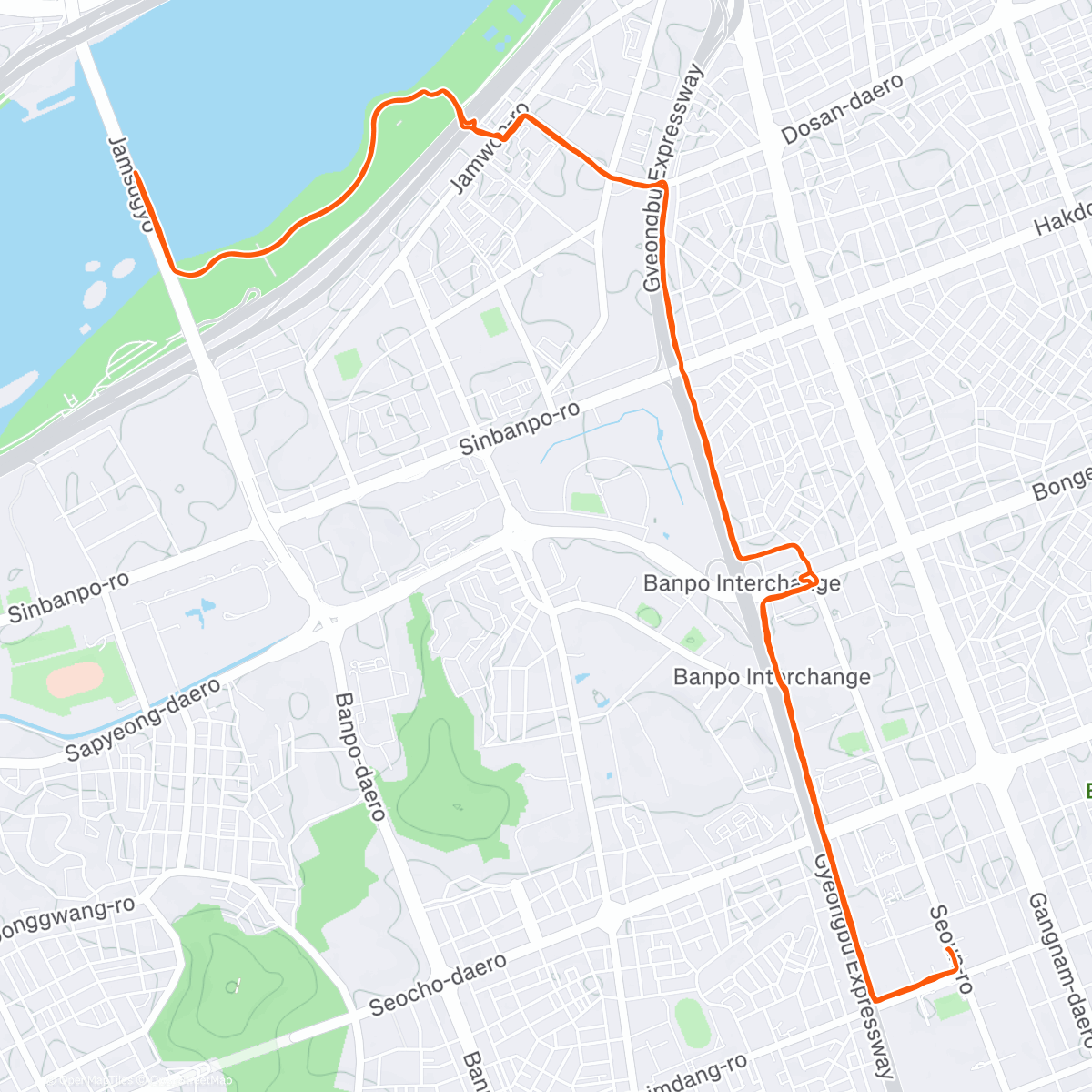 Map of the activity, #231 러닝 12.25km 클스마스런
