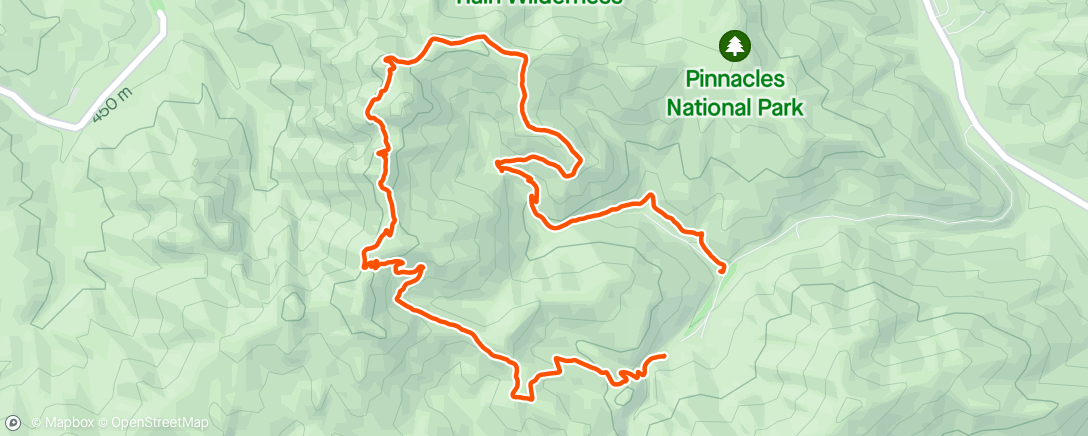 Map of the activity, High Peaks Trail, Pinnacles NP