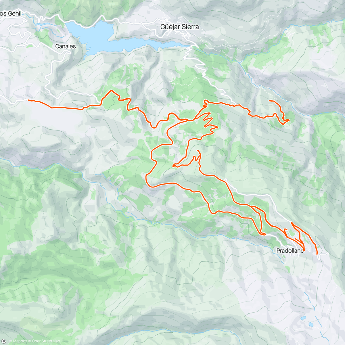 Map of the activity, Sierra Nevada T7. Sneeuw valt niet onder de 2000