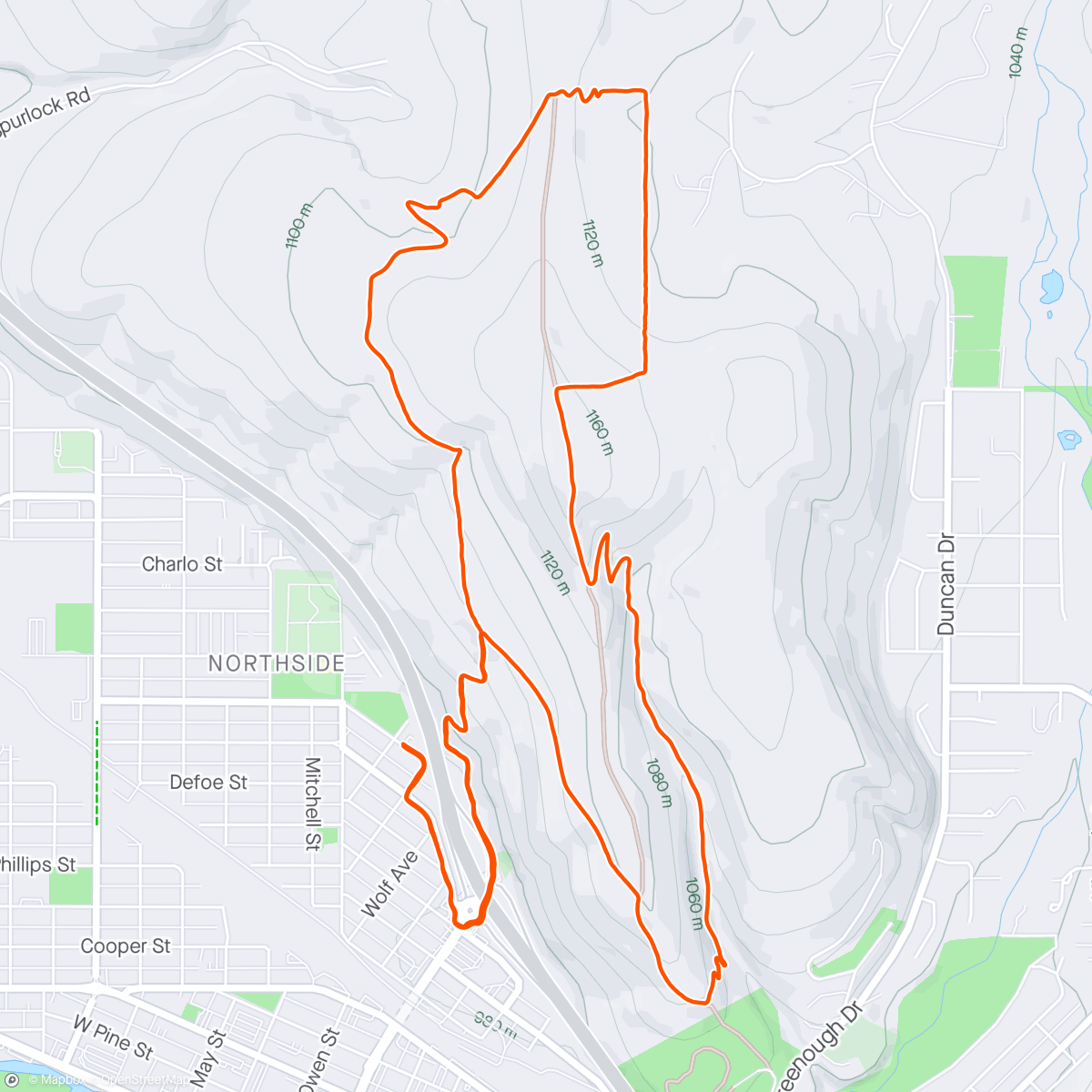 Map of the activity, North Hills