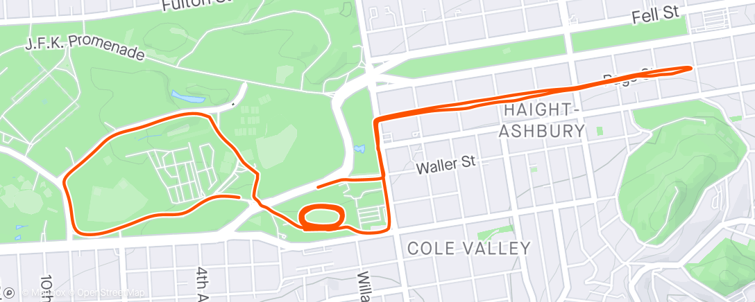 Map of the activity, 3x(5x400); 3 min jog