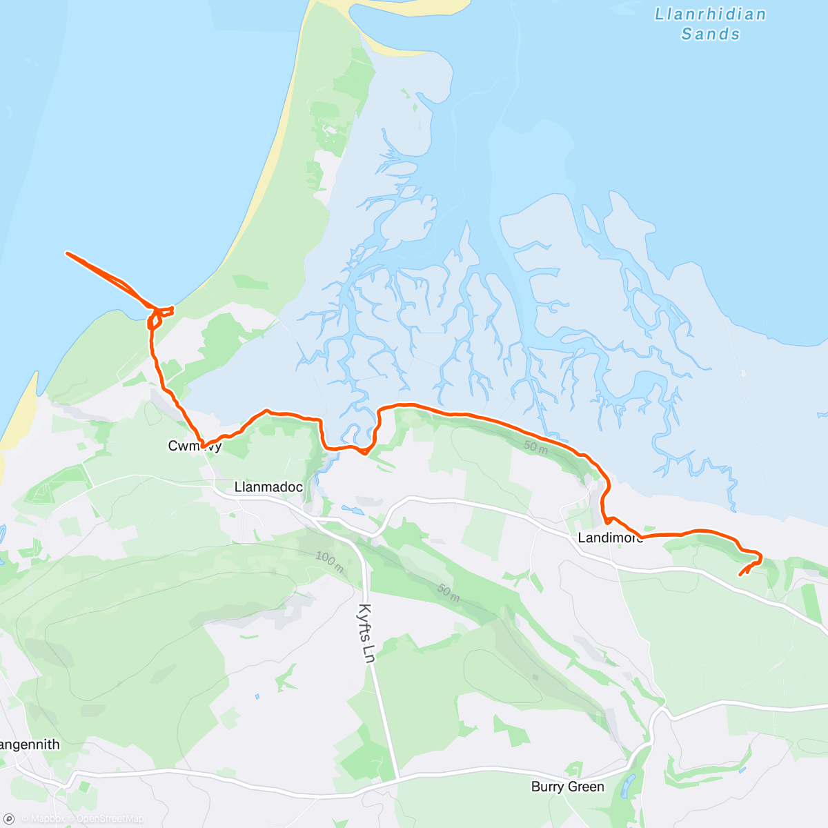 Map of the activity, Beach clean-up run and dip @ Love Trails Festival