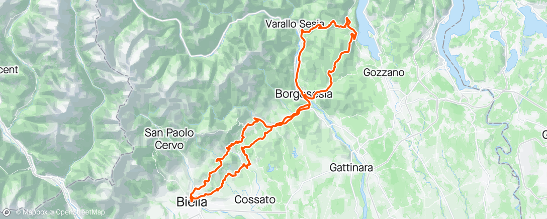 Mapa de la actividad (Biella - Lago d'Orta)