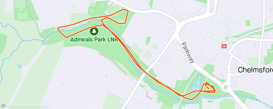 Map of the activity, Chelmsford Parkrun