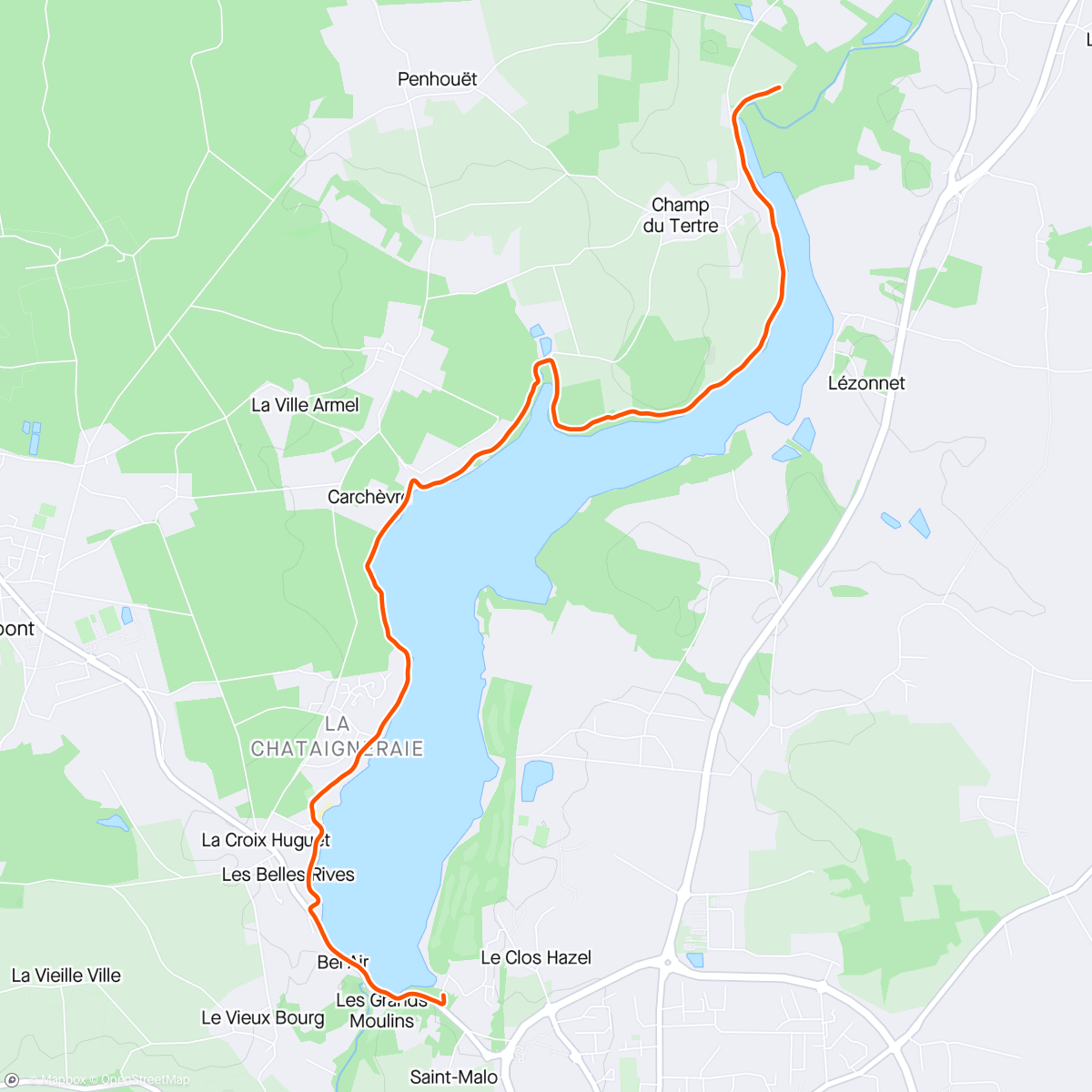 Map of the activity, Reveil de 15km au tour du lac (les 5 premiers dormant 😴)