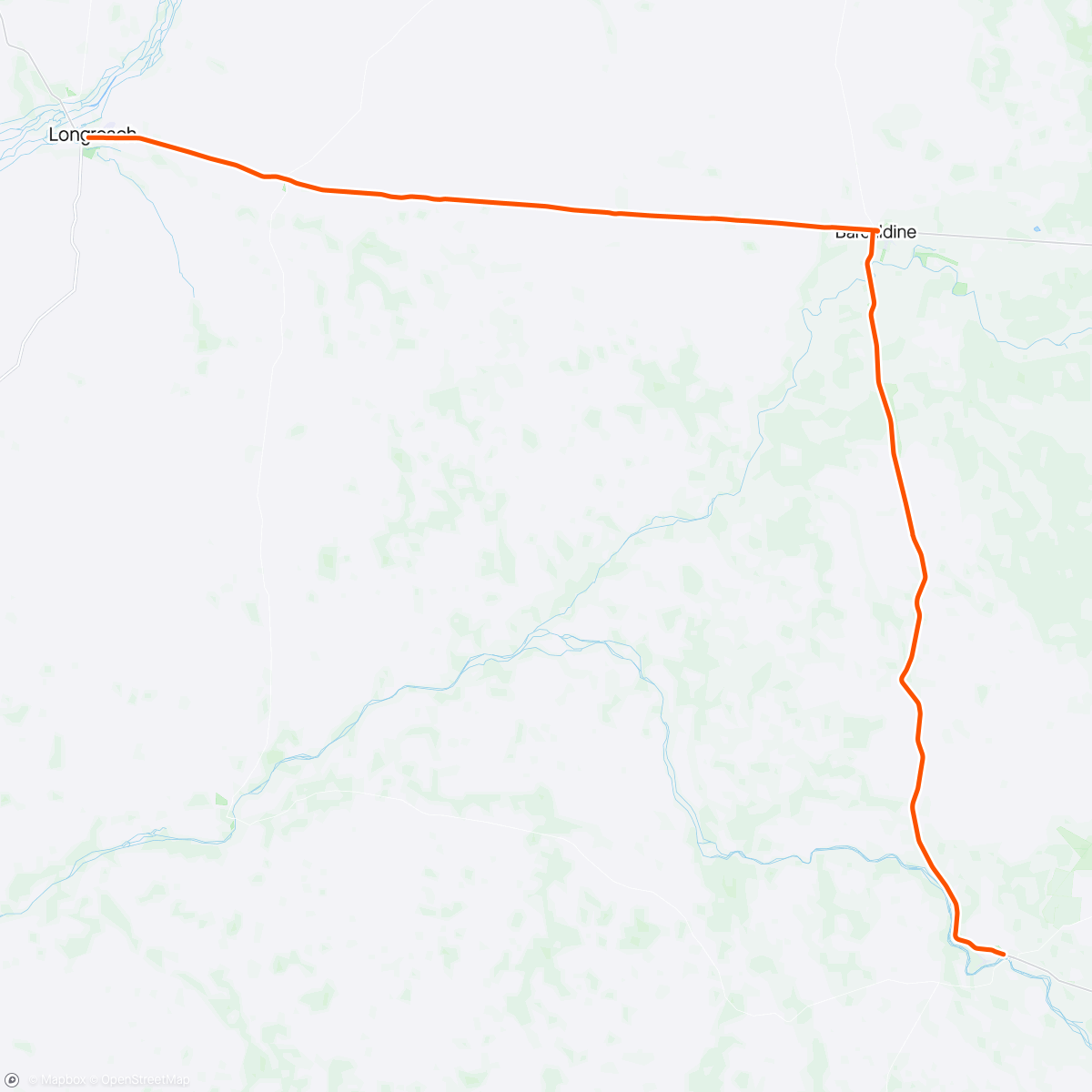 Map of the activity, Ride into Longreach 😁🧡🖤