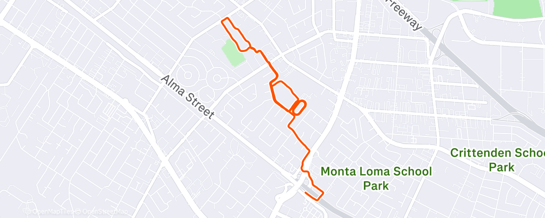 Map of the activity, TCTC workout, one day early