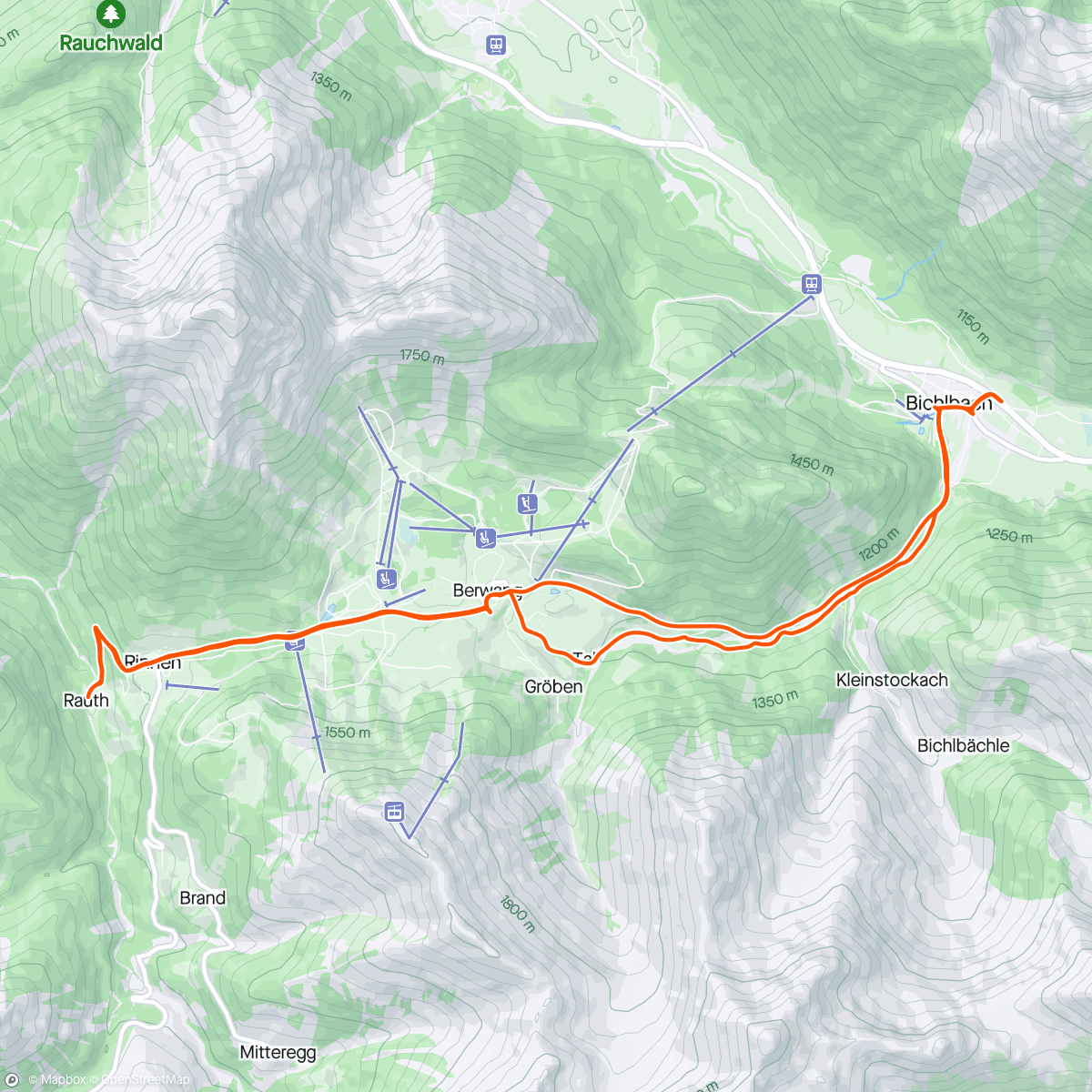 Карта физической активности (In der Höhe - Bichelbach weiter Richtung Berwang und Stausee)