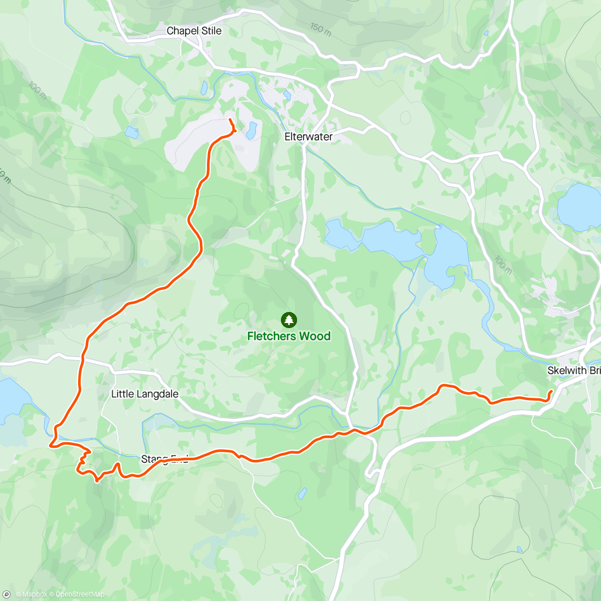 Map of the activity, Elterwater Skelwith loop