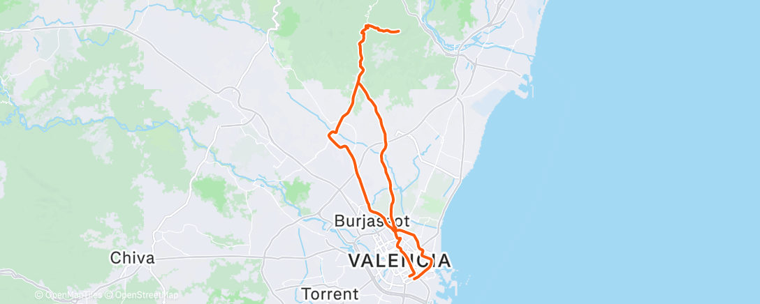 Map of the activity, Bicicleta a la hora del almuerzo