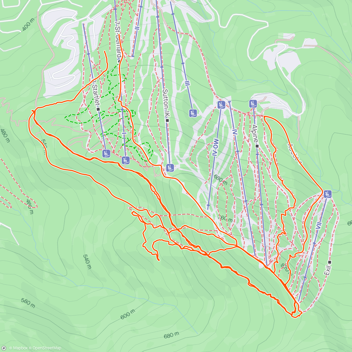 Map of the activity, Best ski last ski