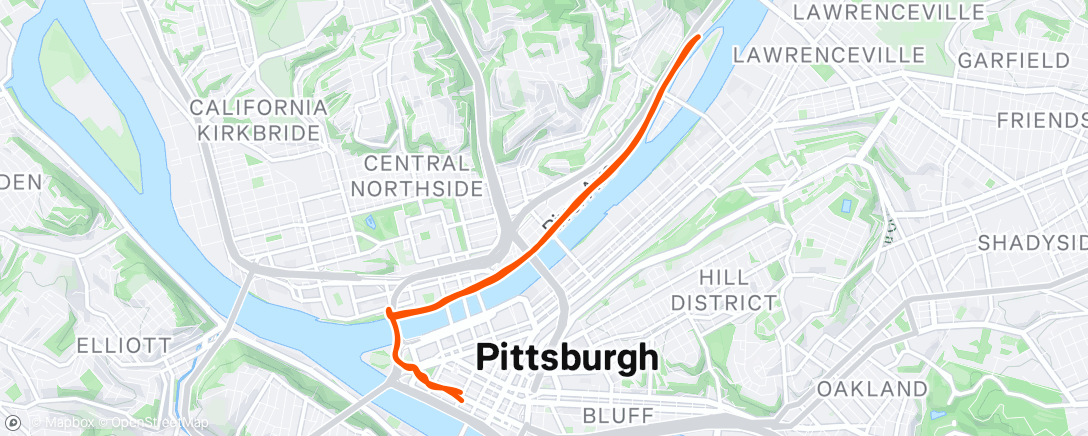 Map of the activity, Afternoon Run
