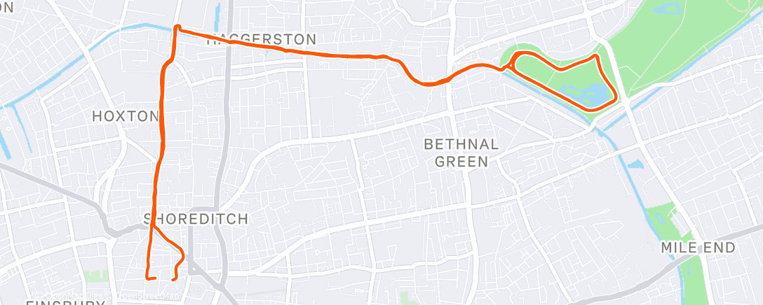 Map of the activity, Afternoon Run