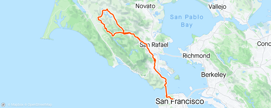 Map of the activity, Nicasio Loop ☀️😍😀