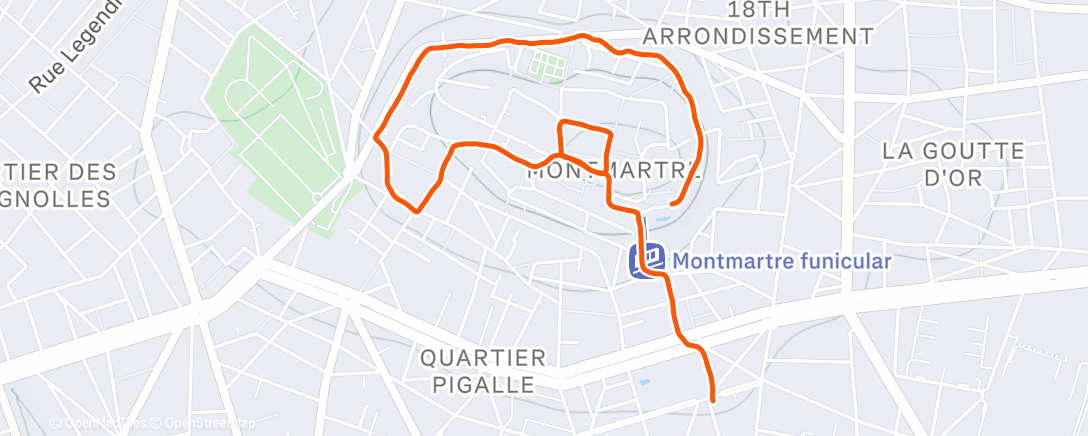 Map of the activity, Trail le matin