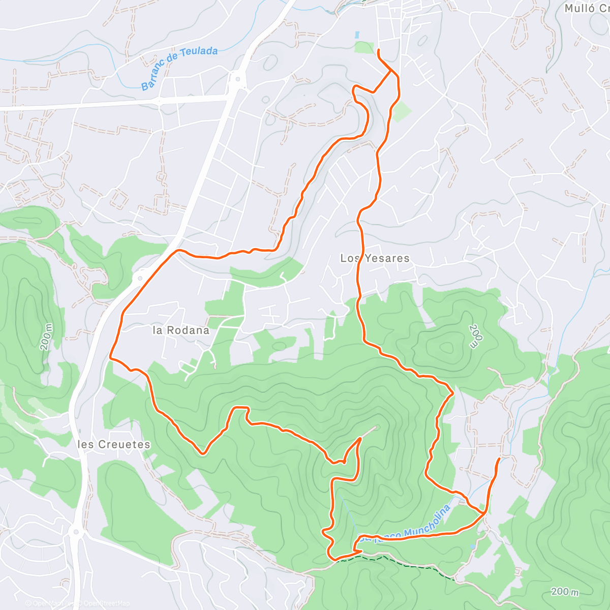 Map of the activity, Carrera de montaña matutina