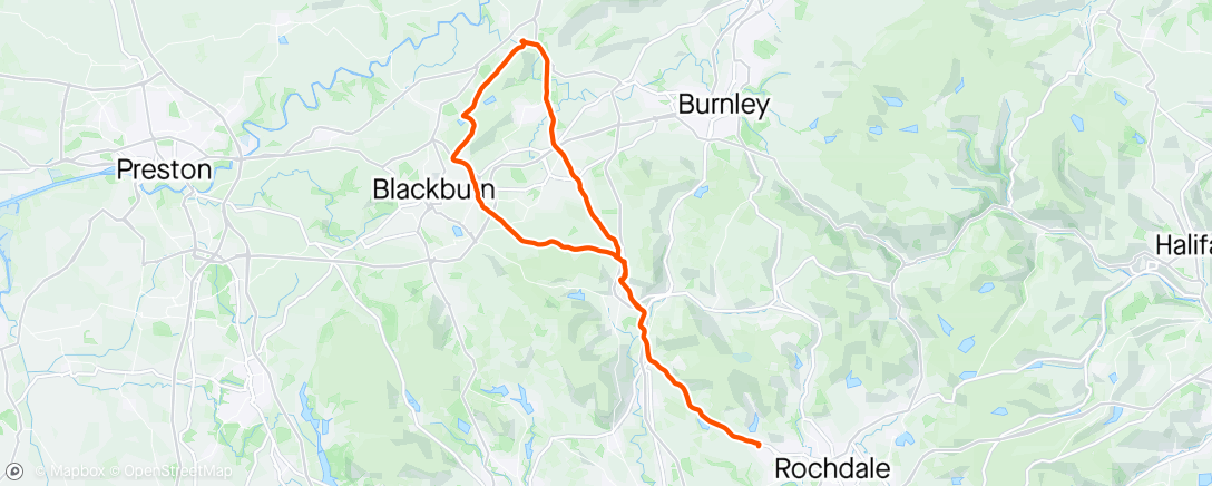 Map of the activity, Whalley hilly little ride