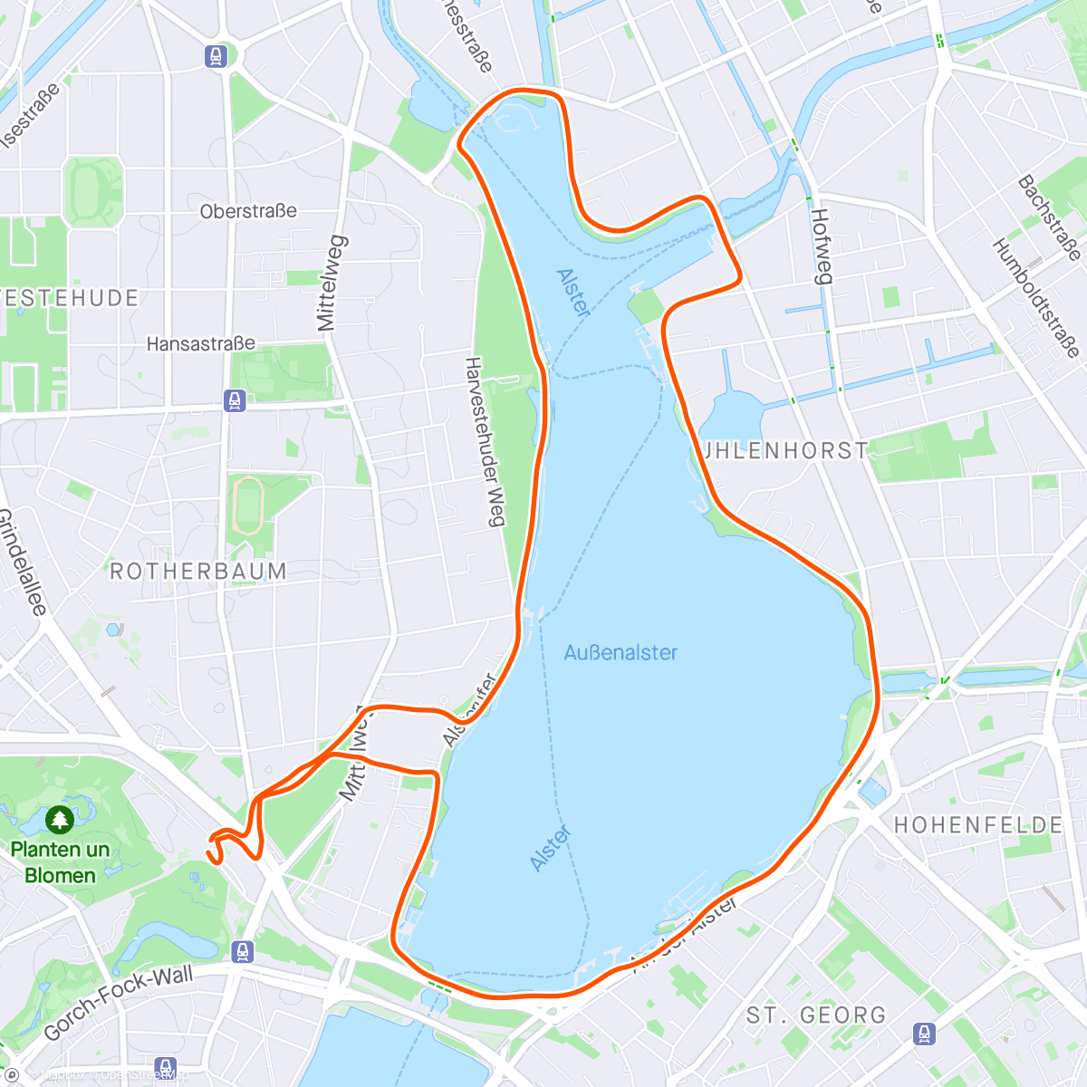 Map of the activity, Last run in Hamburg. FRANCE 🇫🇷 1 - others …..still sleeping 💤 . Et quelques fous un peu dans le dur sur l’eau. Qu-est ce qu’ils rament !