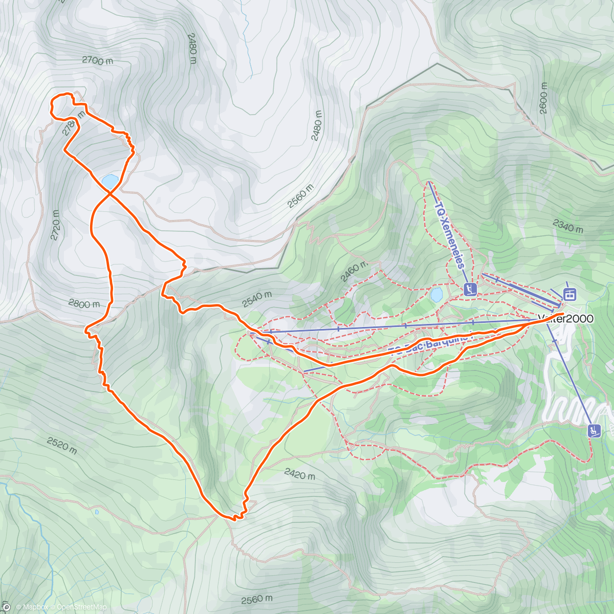 Map of the activity, Esquí fuera de pista matutino