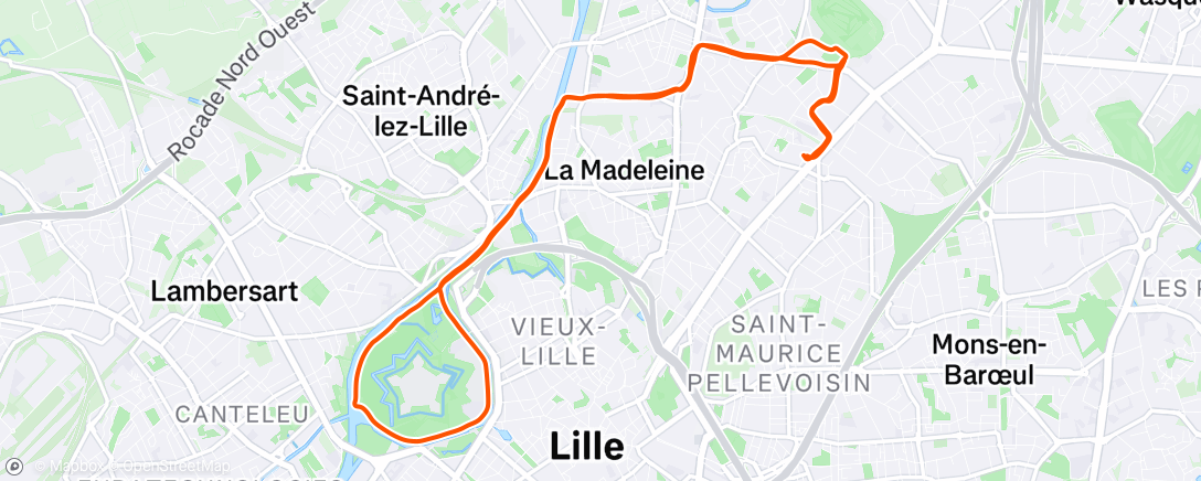 Map of the activity, Course à pied en soirée