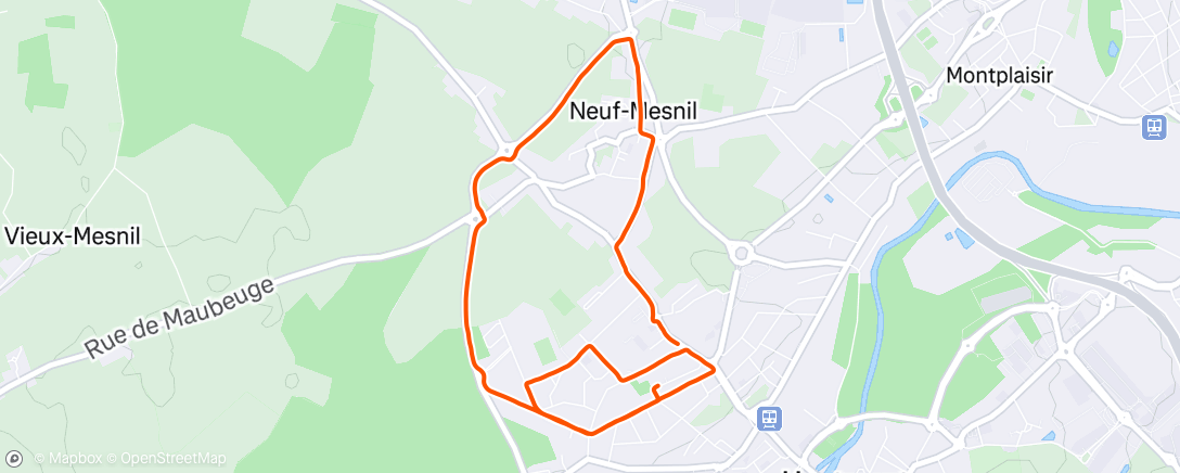 Map of the activity, Course à pied le matin