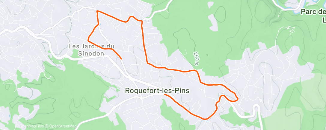 Map of the activity, Course à pied dans l'après-midi