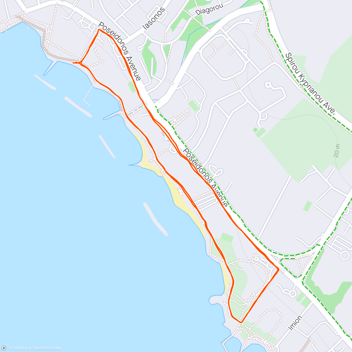 活动地图，Paphos triathlon Run