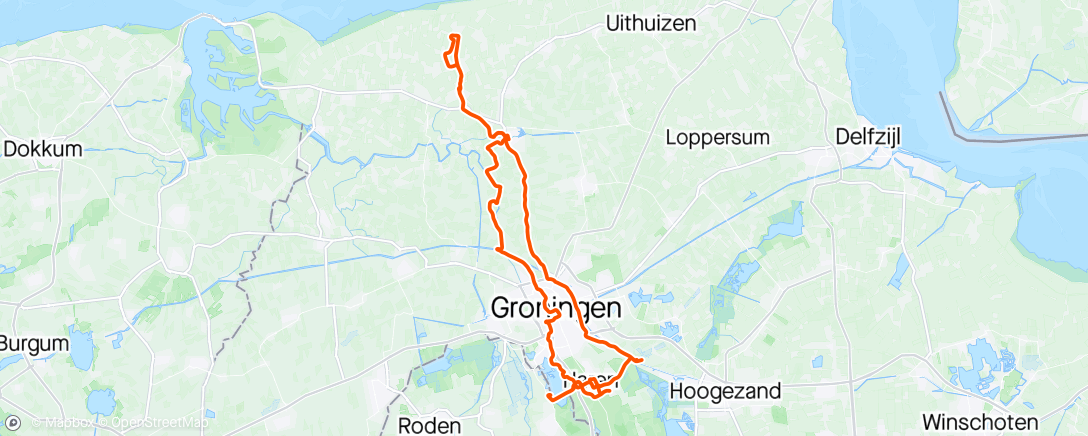 Kaart van de activiteit “Naar Pieterburen, vanaf Pieterburen etappe 1,2 en een stukje 3 van het Pieterpad gefietst. Inclusief een ommetje naar Loetje Paterswolde.”