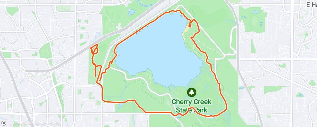 Map of the activity, Cherry Creek ride with Ricky!