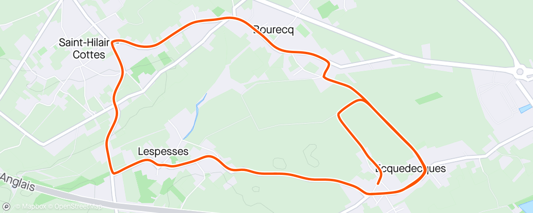 Map of the activity, Course à pied en soirée avec Sev, Alisson à vélo 💨💨💨 très venteux