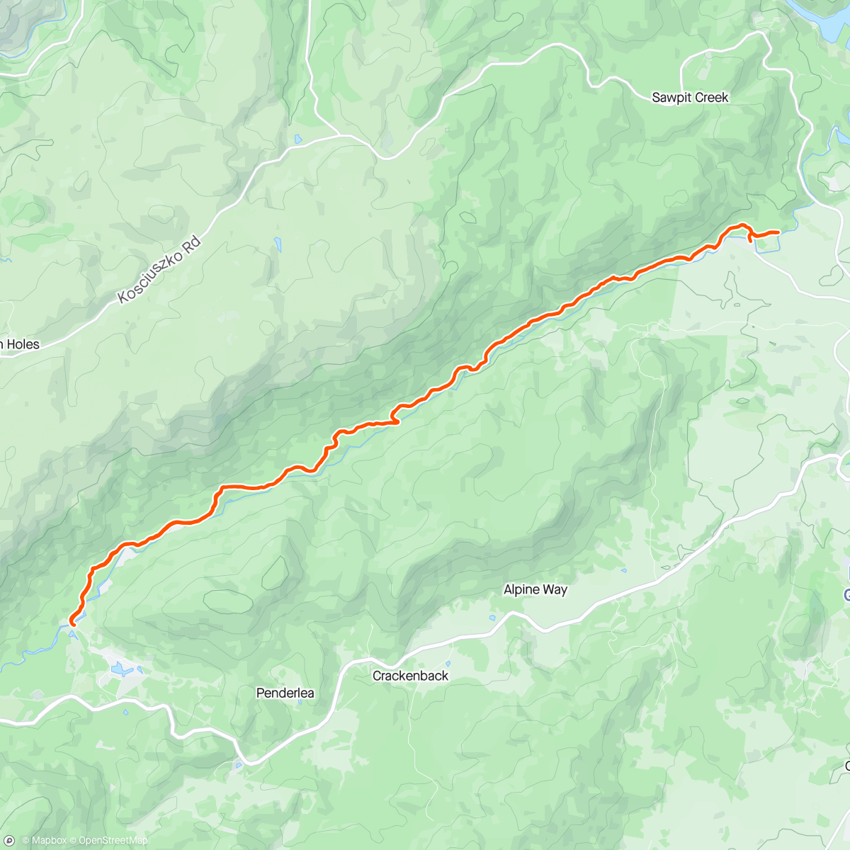 Map of the activity, Bottom half of Thredbo valley trail. Up and back.  Amazing again.