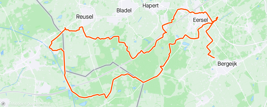 Map of the activity, ride afternoon