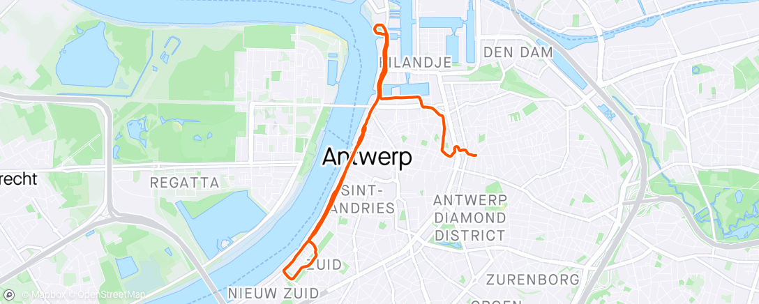 Map of the activity, +2 km avondloop