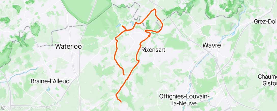 Map of the activity, Vélo en soirée