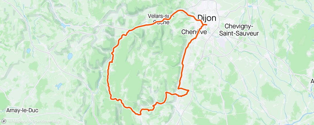 Map of the activity, Sortie vélo jeudi 25