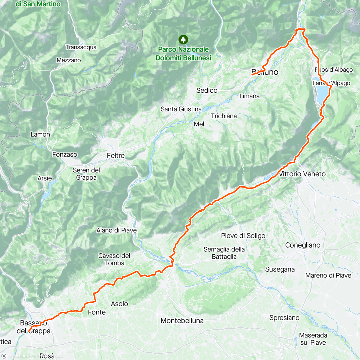 Map of the activity, Veneto gravel newbie- giorno 2