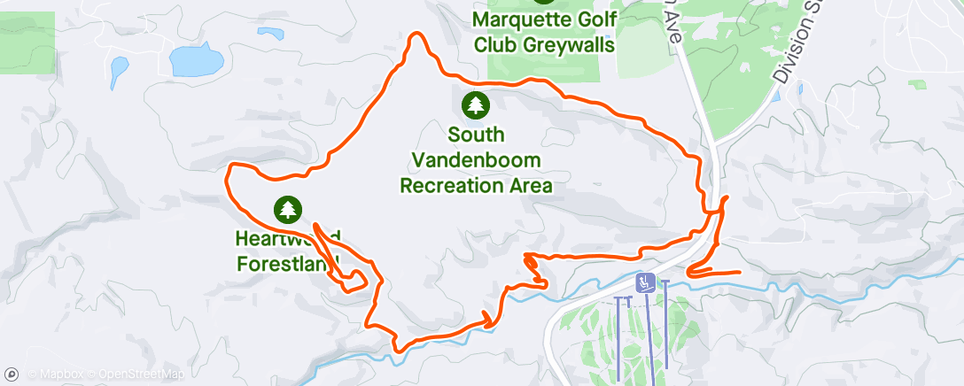 Map of the activity, Morgan Creek Loop - Marquette