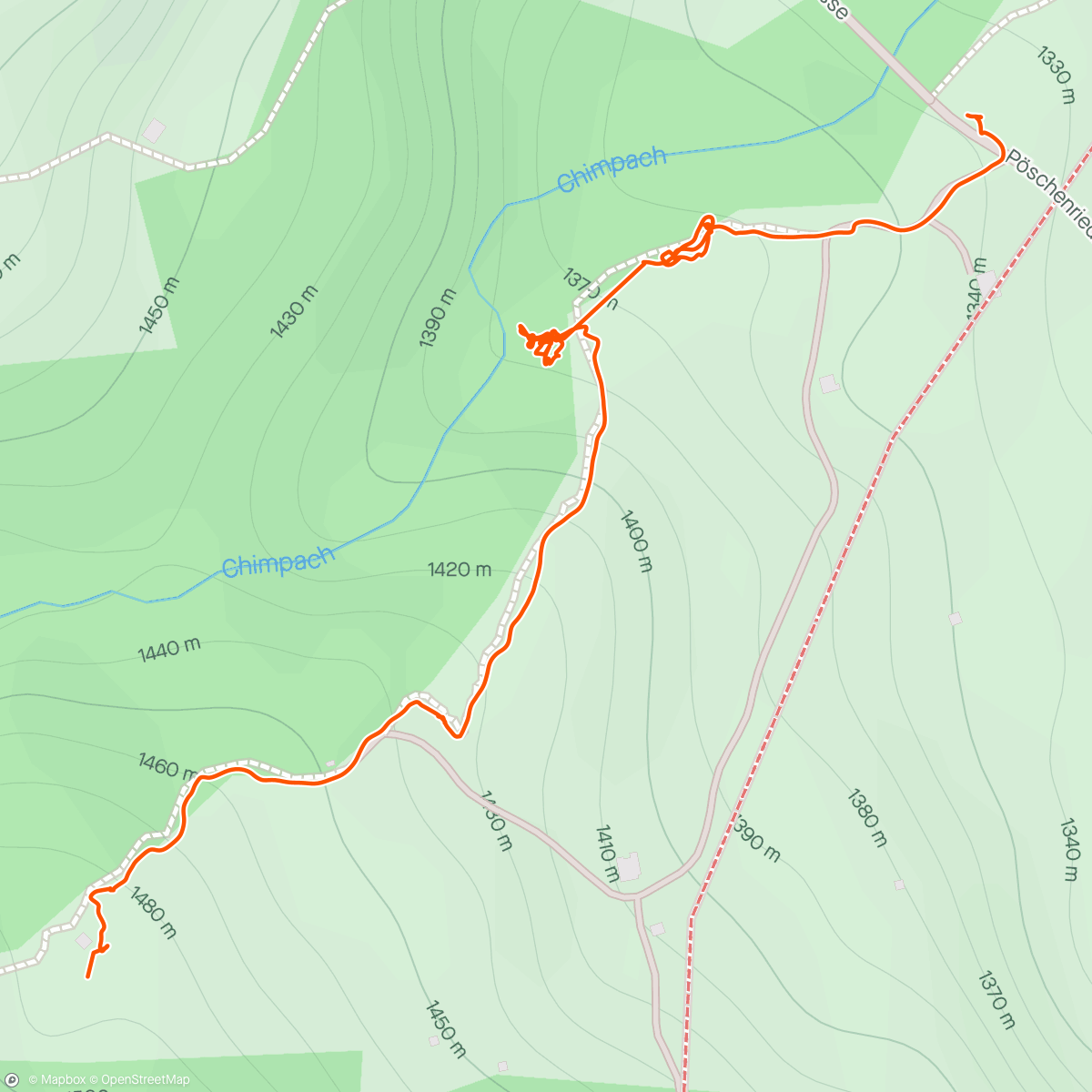 アクティビティ「Vom Bärghüttli retour mit Bikeweg shaping 😅」の地図