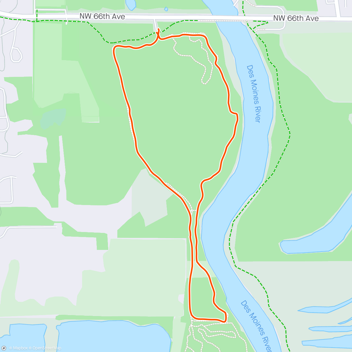 Map of the activity, Soft Trail Stroll: Sycamore Trails North Loop to Levee