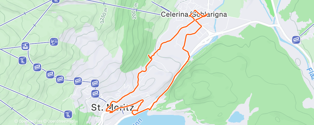 Map of the activity, Seightseeing Run i St. Moritz