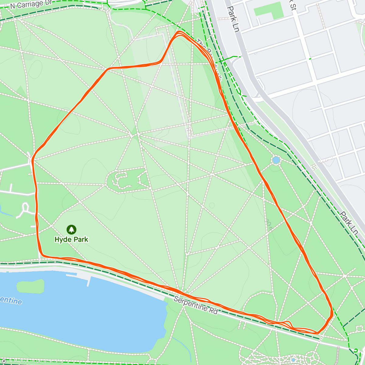 Map of the activity, Run Through: Hyde Park
